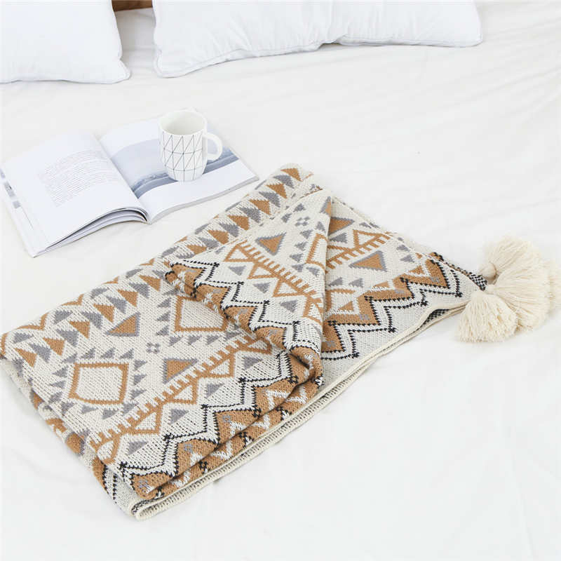 Ownkoti Cozy Shape Pattern Tassel Knitted Blanket - image 8