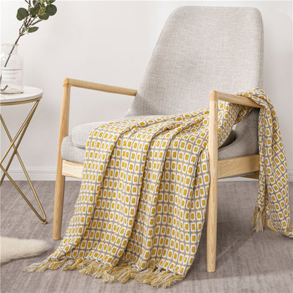 Ownkoti Knitted Sofa Blanket Couch Blanket With Tassels - image 3