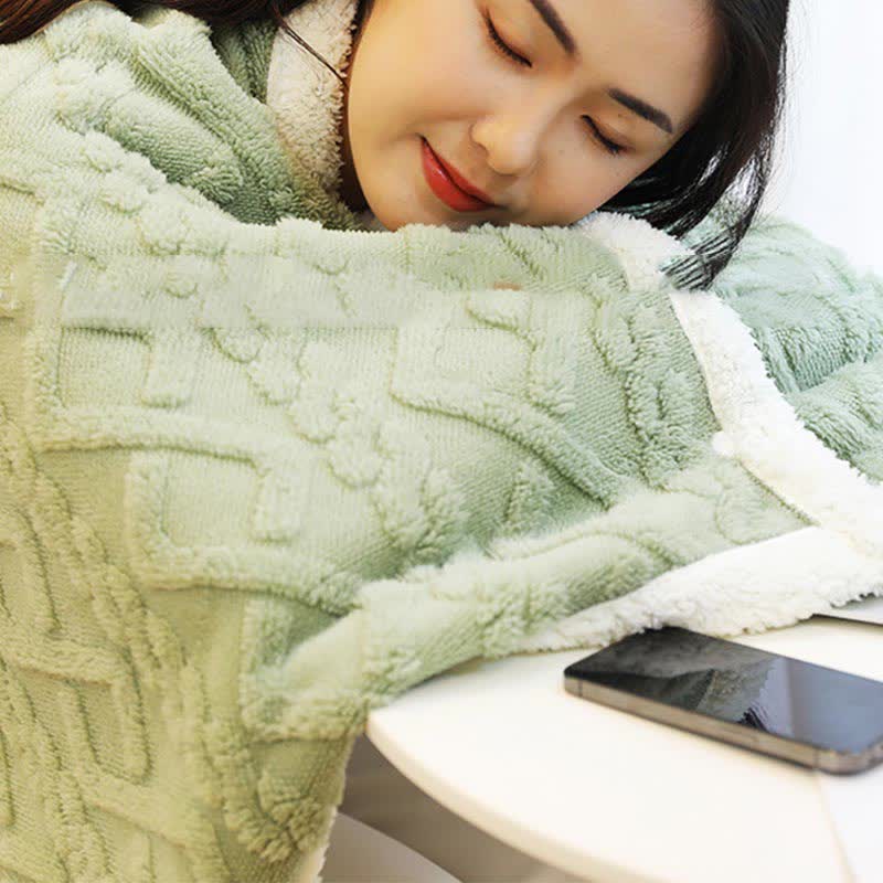 Argyle Pattern Warm Fleece Shawl Blanket - image 3