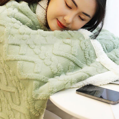 Argyle Pattern Warm Fleece Shawl Blanket - image 3