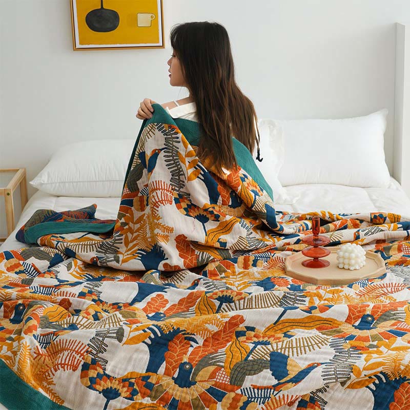 Ownkoti Soft Bird & Flower Cotton Reversible Quilt - As Picture - King - image 0