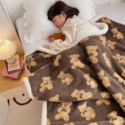 Ownkoti Cute Bear Reversible Throw Blanket - Coffee - 59" x 79" - image 0