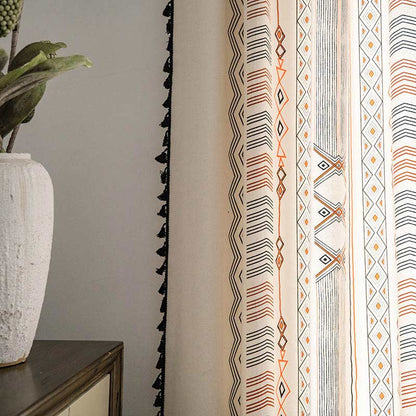 Orange & Black Semi Blackout Tassel Curtain - image 4