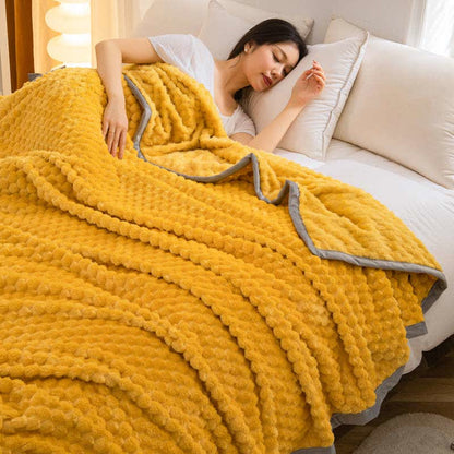 Solid Color Soft Velvet Reversible Blanket - Yellow - Queen - image 0