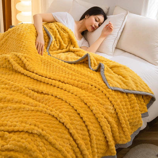 Solid Color Soft Velvet Reversible Blanket - Yellow - Queen - image 0