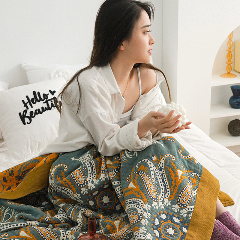 Ownkoti Dark Cyan Double-Sided Floral Cotton Quilt - image 2