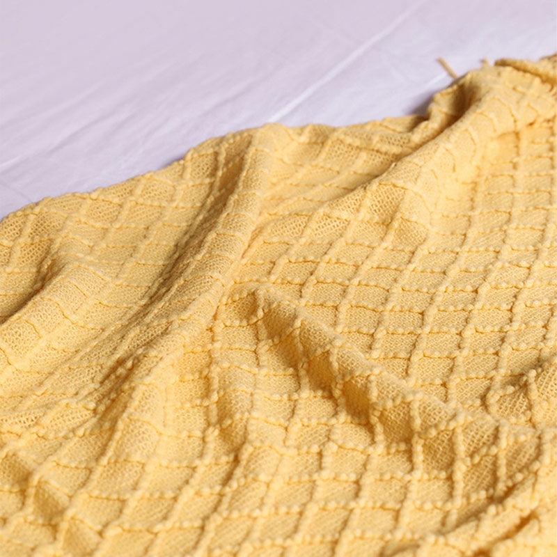 Ownkoti Knitted Prismatic Pattern Blanket with Tassels - image 5