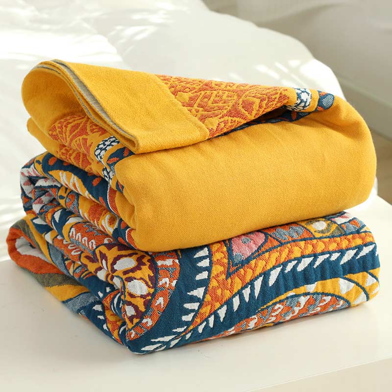 Ownkoti Bohemian Reversible Yellow Flower Summer Quilt - image 12