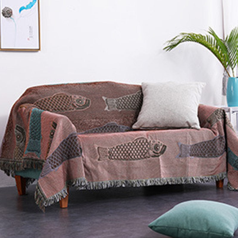 Koi Print Tassel Reversible Blanket - image 3