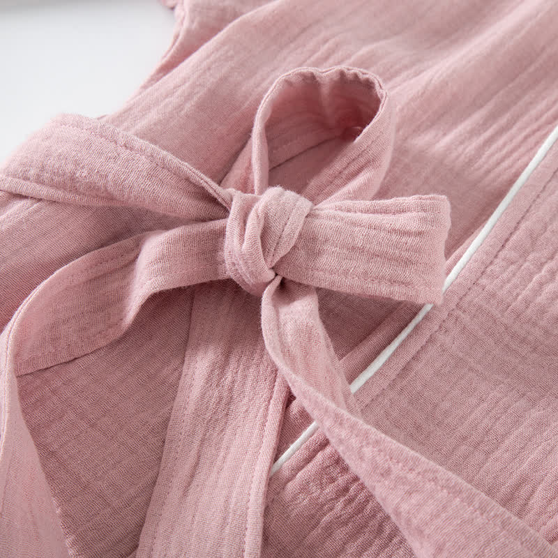 Solid Color Lapel Home Sleep Bathrobe - image 3