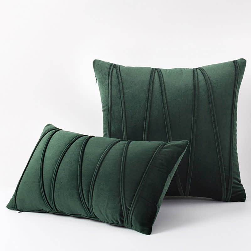 Stripe Pattern Soft Velvet Decorative Pillowcase - Dark Green - 50cm x 50cm - image 17
