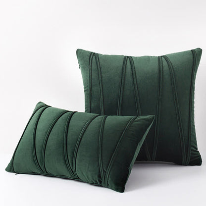 Stripe Pattern Soft Velvet Decorative Pillowcase - Dark Green - 50cm x 50cm - image 17