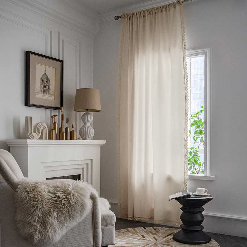 Cotton White Curtain Hollow-Out Drapes with Tassel - image 4