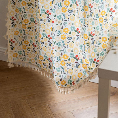 Yellow Flower Tassel Light Filtering Curtain - image 9