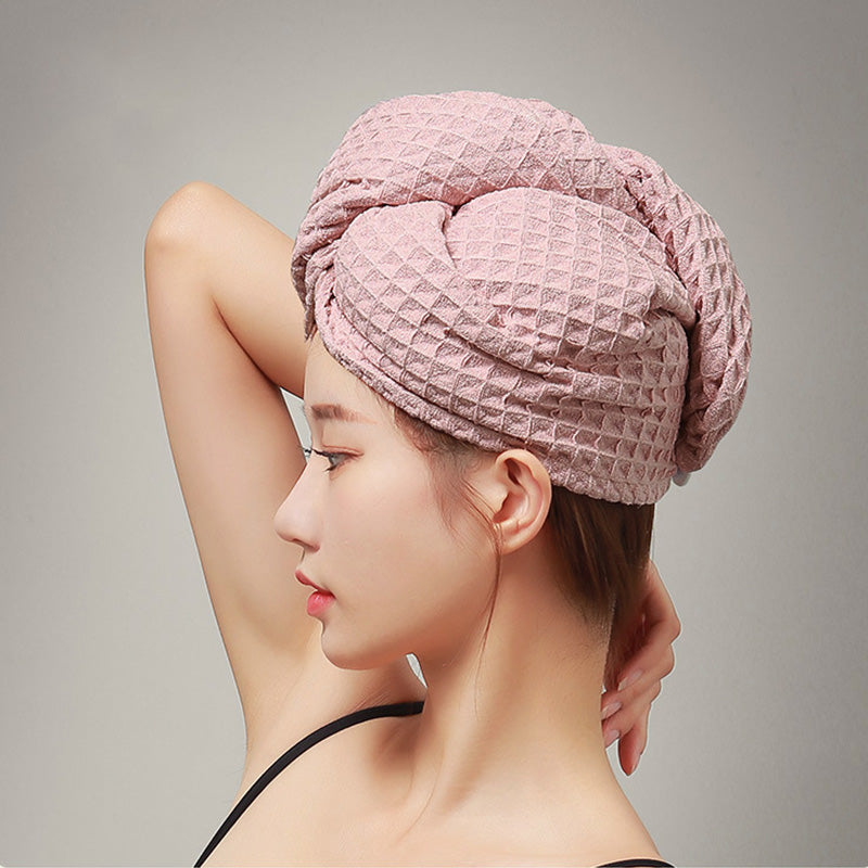 Waffle Weave Button Hair Drying Towel - image 2