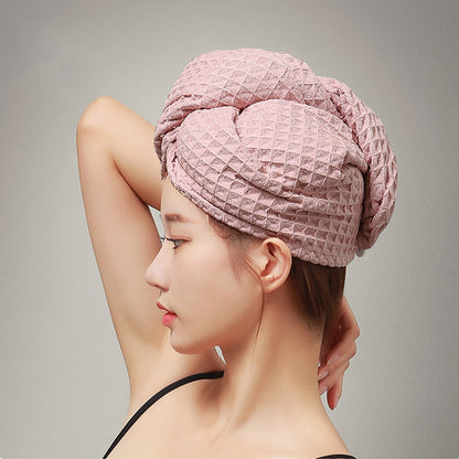 Waffle Weave Button Hair Drying Towel - image 2