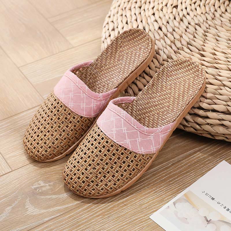 Modern Hollow-out Anti-slip Flax Slippers - Pink - L - image 6