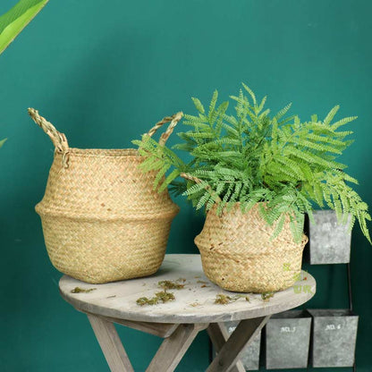 Ownkoti Woven Seagrass Belly Basket Storage Plant Pot Basket (2PCS) - image 6