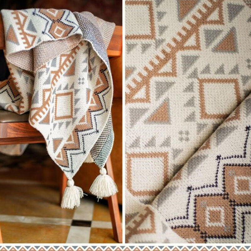 Ownkoti Cozy Shape Pattern Tassel Knitted Blanket - image 11