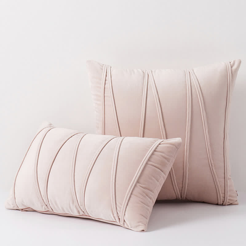 Stripe Pattern Soft Velvet Decorative Pillowcase - Light Pink - 50cm x 50cm - image 16