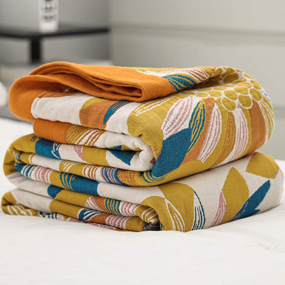 Ownkoti Yellow Flower Print Cotton Reversible Quilt - Yellow - Queen - image 0