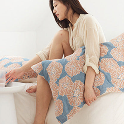 Ownkoti Flower Printed Cotton Decorative Pillow Towel (2PCS) - image 2