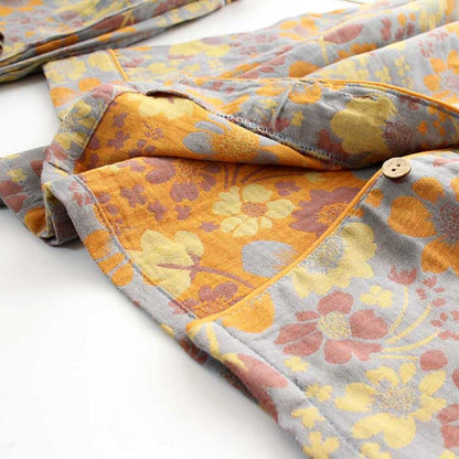 Yellow Daisy Lapel Cotton Loungewear Set - image 4