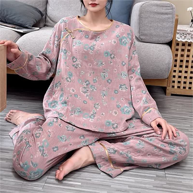 Plus-size Peony Cotton Pajama Set - image 5