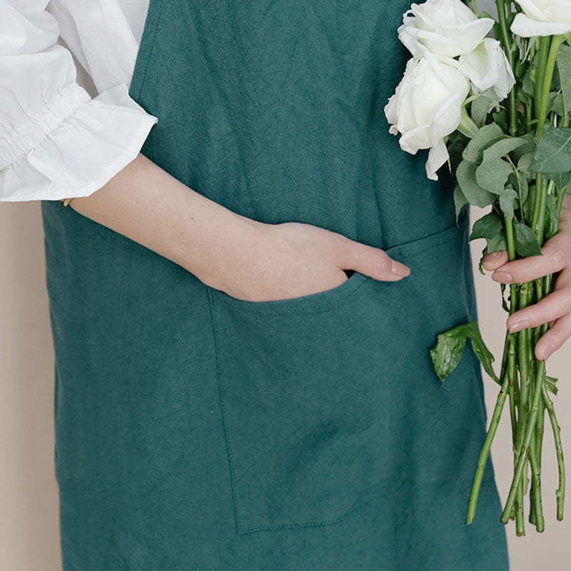 Simple Cotton Pure Color Cross-back Apron - image 4