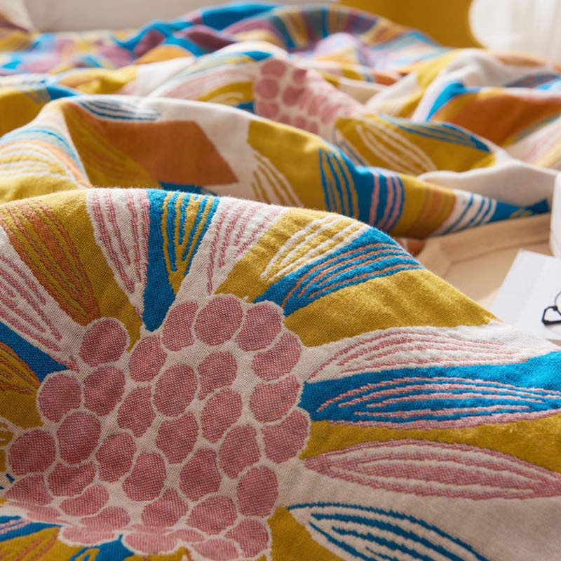 Ownkoti Yellow Flower Print Cotton Reversible Quilt - image 9