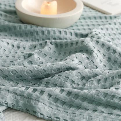 Solid Color Waffle Cotton Reversible Quilt - image 16