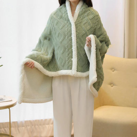 Argyle Pattern Warm Fleece Shawl Blanket - Green - 35" x 55" - image 0