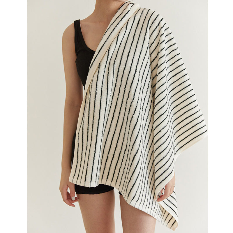 White & Black Striped Breathable Cotton Towel - image 11
