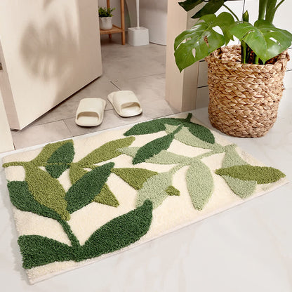 Ownkoti Green Leaf Print Soft Non-Slip Floor Rug - image 2