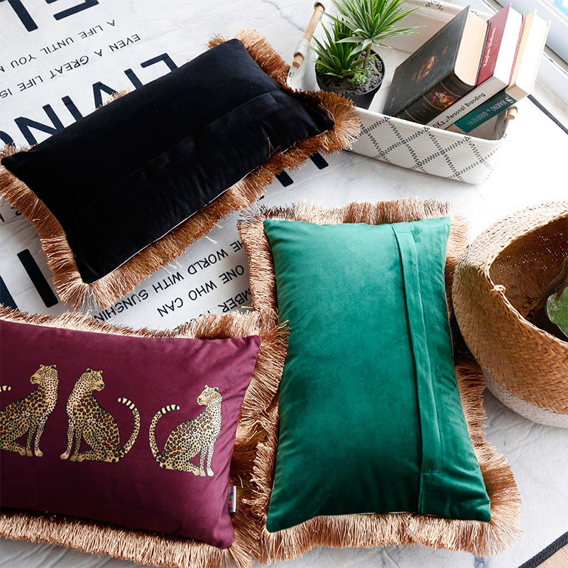 Suede Leopard Tassel Pillowcase & Pillow Core - image 1