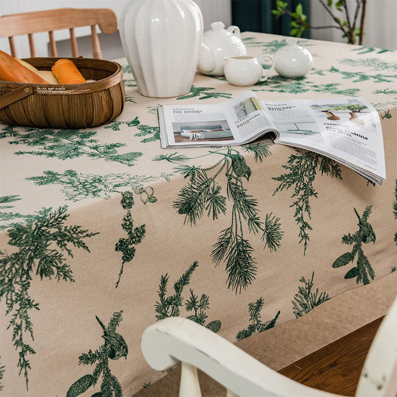 Pine Bird Cotton Linen Tablecloth - image 2