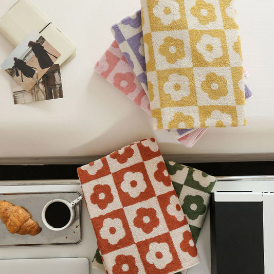 Plaid Flower Breathable Cotton Towel - image 0