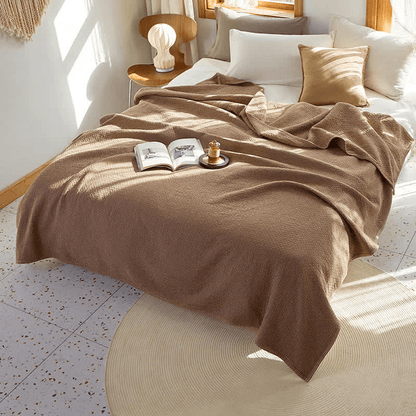 Solid Grid Print Cotton Reversible Quilt - Brown - King - image 10