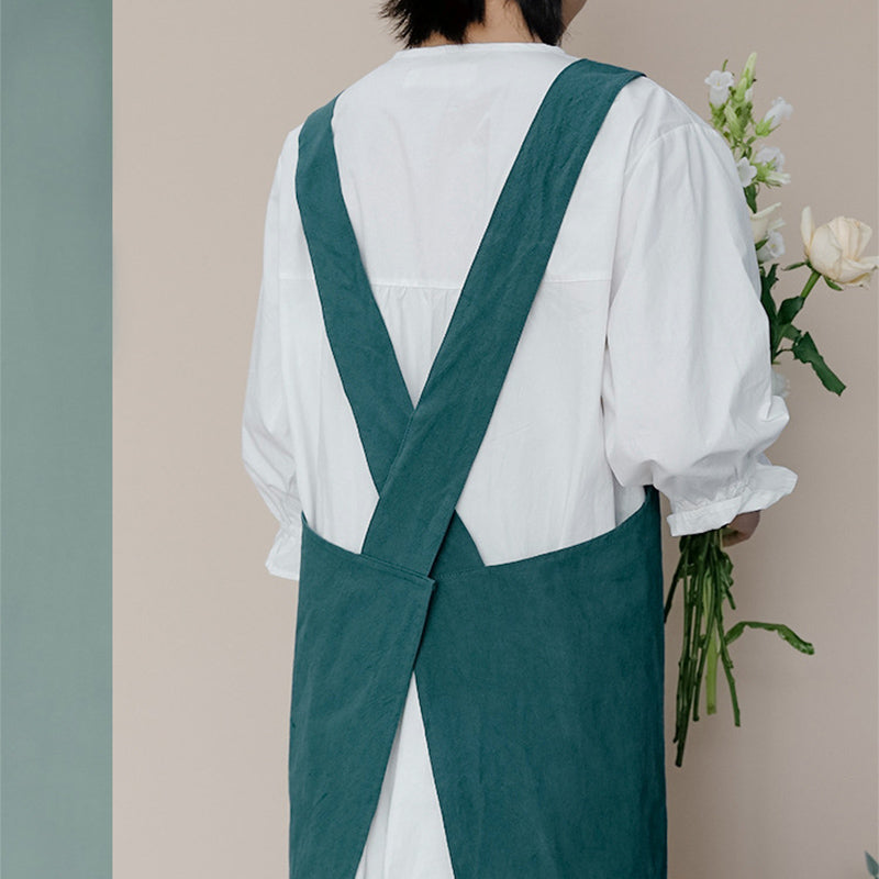 Simple Cotton Pure Color Cross-back Apron - image 5