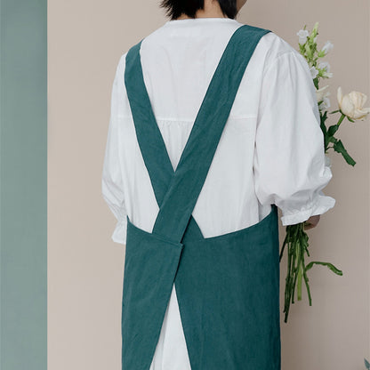 Simple Cotton Pure Color Cross-back Apron - image 5