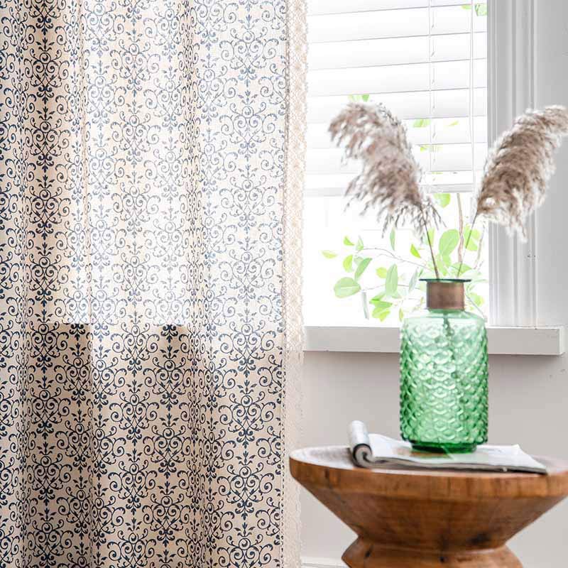 Ownkoti Boho Blue Pattern Semi-Blackout Curtain - image 10