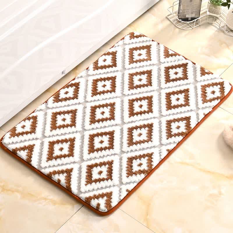 Diamond Lattice Soft Non-slip Bath Mat - Brown & White - 50cm x 80cm - image 9