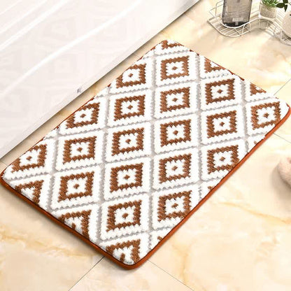 Diamond Lattice Soft Non-slip Bath Mat - Brown & White - 50cm x 80cm - image 9