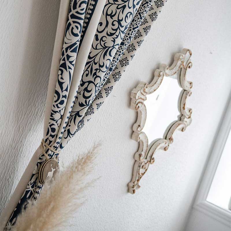 Cotton Linen Blue Pattern Curtain - image 5