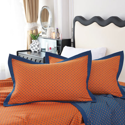Breathable Soft Cotton Gauze Reverisible Quilt - 2PCS Pillowcases - Orange & Blue - 19" x 31" - image 2