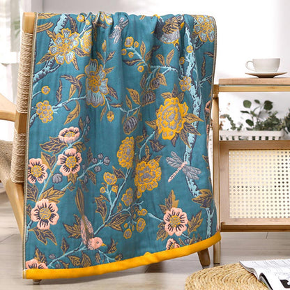 Bright Color Hibiscus Reversible Bath Towel - Blue - 80cm x 160cm - image 7