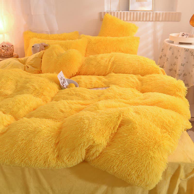 Fluffly Bedding Set Duvet Cover & Pillowcase - Yellow - Queen - image 9