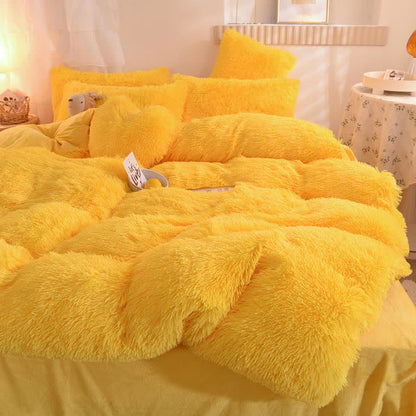 Fluffly Bedding Set Duvet Cover & Pillowcase - Yellow - Queen - image 9