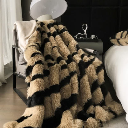 Modern Zebra Print Faux Fur Blanket - image 1