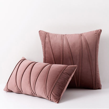 Stripe Pattern Soft Velvet Decorative Pillowcase - Pink Brown - 50cm x 50cm - image 9